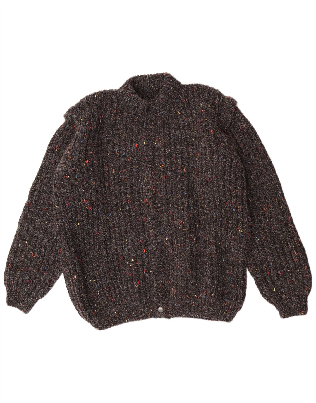 Sweter męski w stylu vintage, średnioszary, nakrapiany, klasyczny