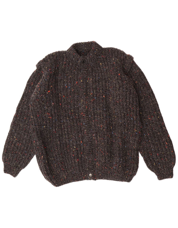 Sweter męski w stylu vintage, średnioszary, nakrapiany, klasyczny