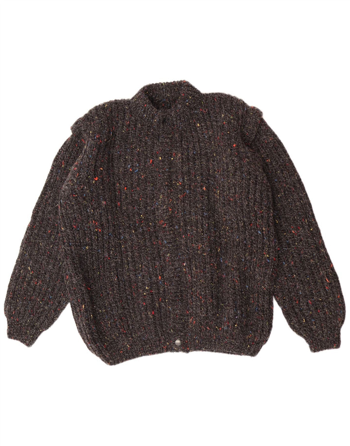 Sweter męski w stylu vintage, średnioszary, nakrapiany, klasyczny