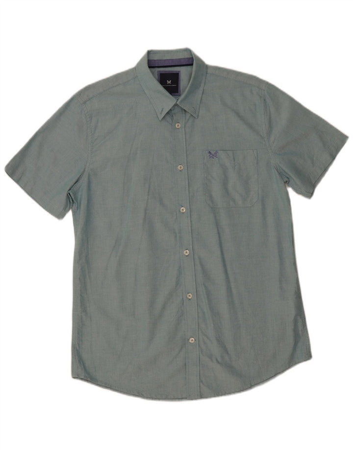Crew Clothing Męska koszula z krótkim rękawem, średnioniebieska, bawełniana