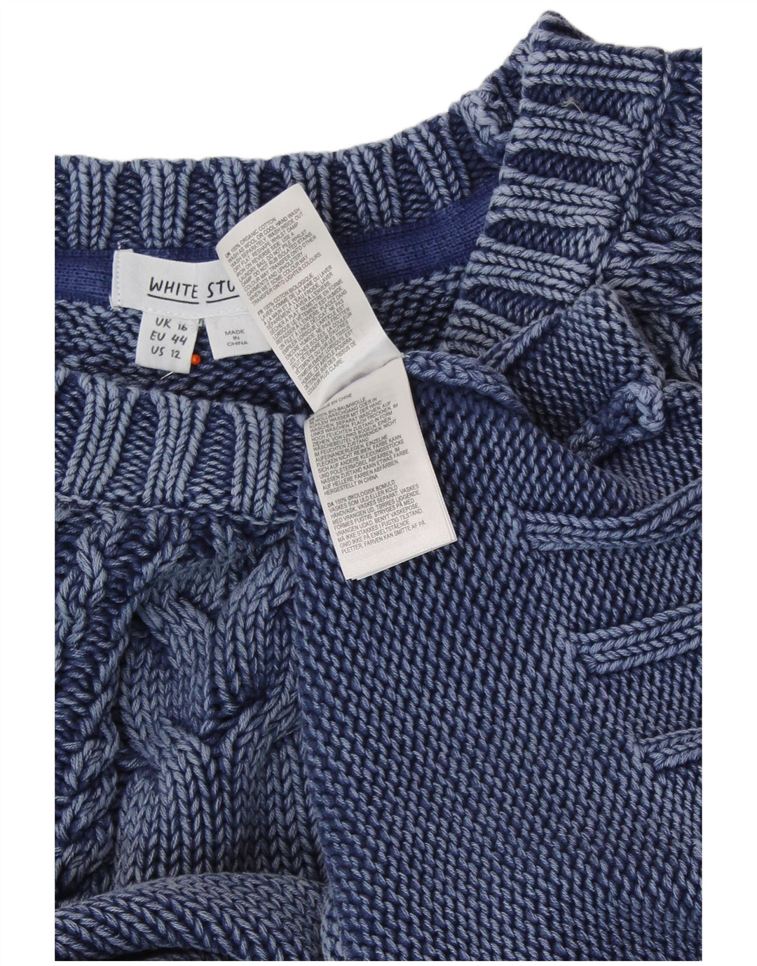 WHITE STUFF Damski sweter z krótkim rękawem i dekoltem w łódkę UK 16, duży, granatowy