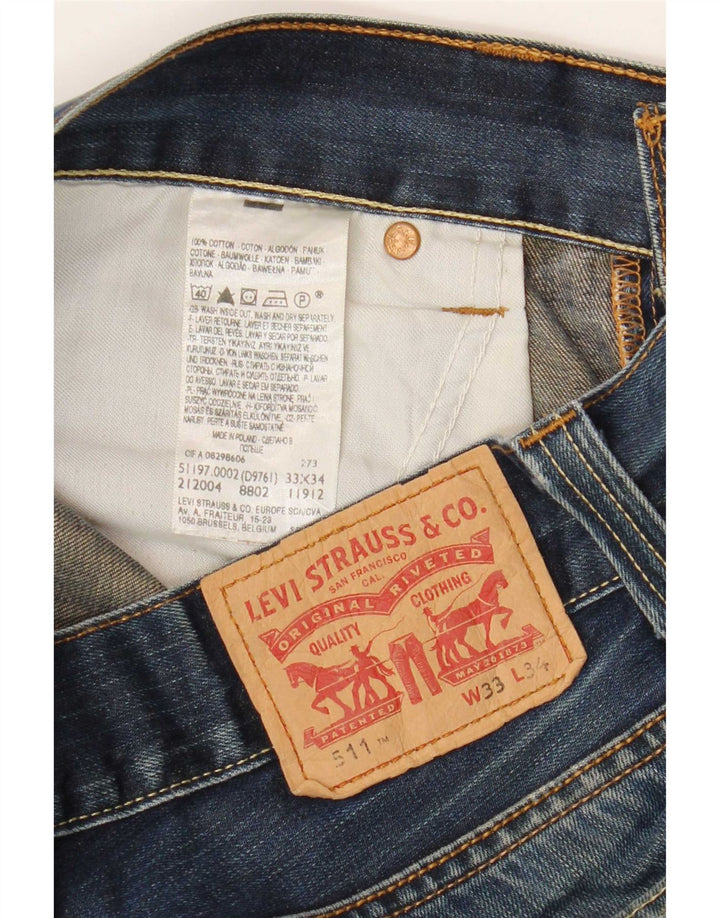 Męskie jeansy Levi's 511 w trudnej sytuacji W33 L29 Niebieska bawełna