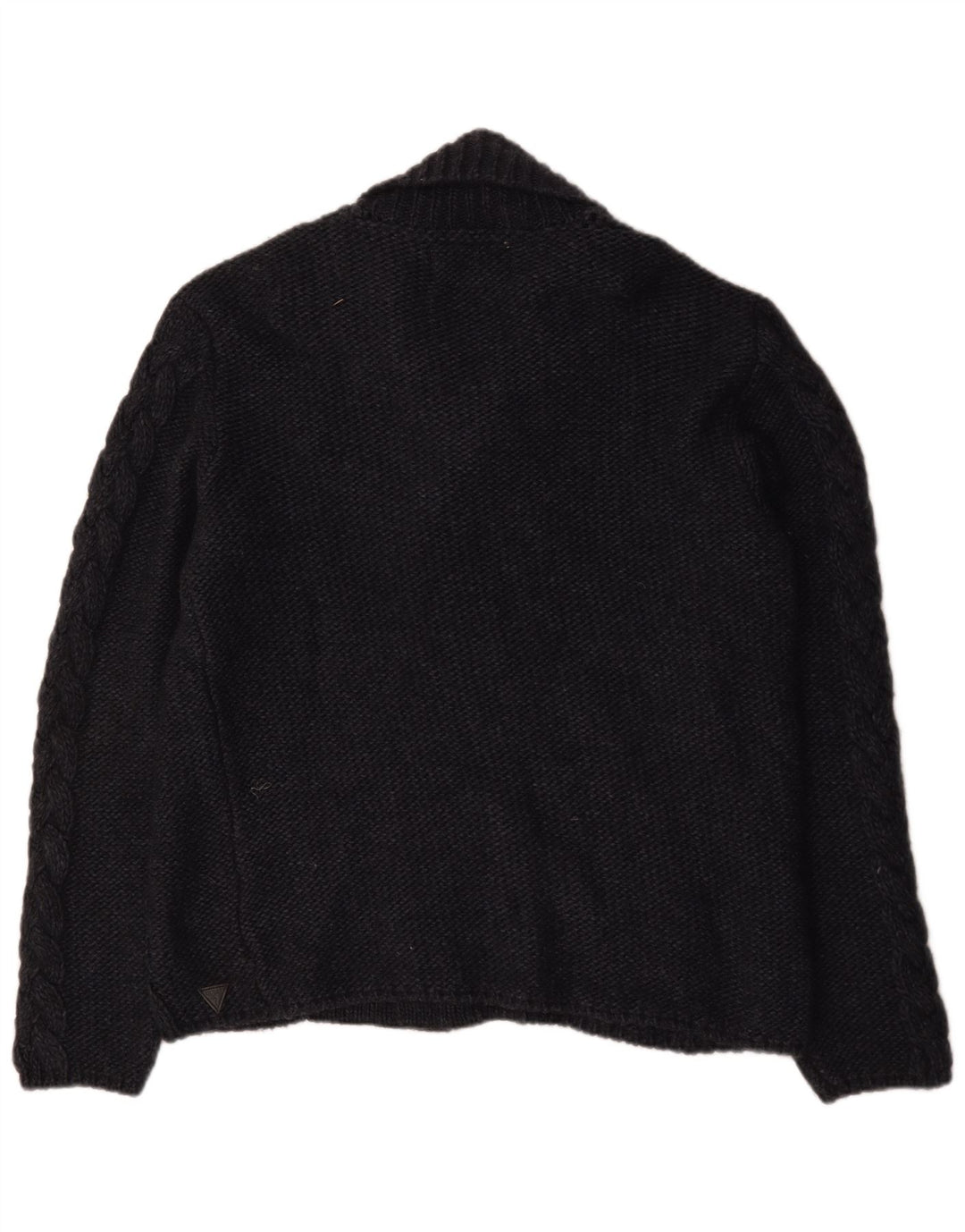 Guess Męski sweter z guzikami, duży, czarny akryl