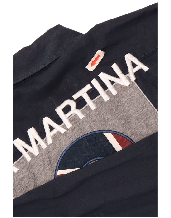 Męska koszula graficzna La Martina, mała, granatowa, bawełniana