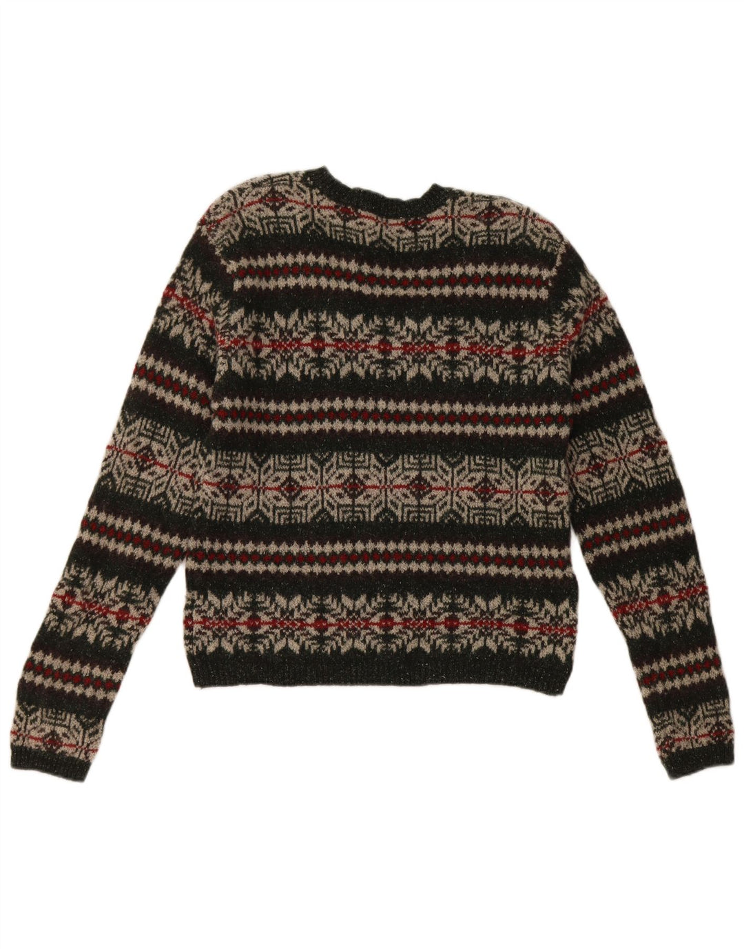 Damski sweter zapinany na guziki Eddie Bauer UK 6 XS Zielony Wełna Fair Isle