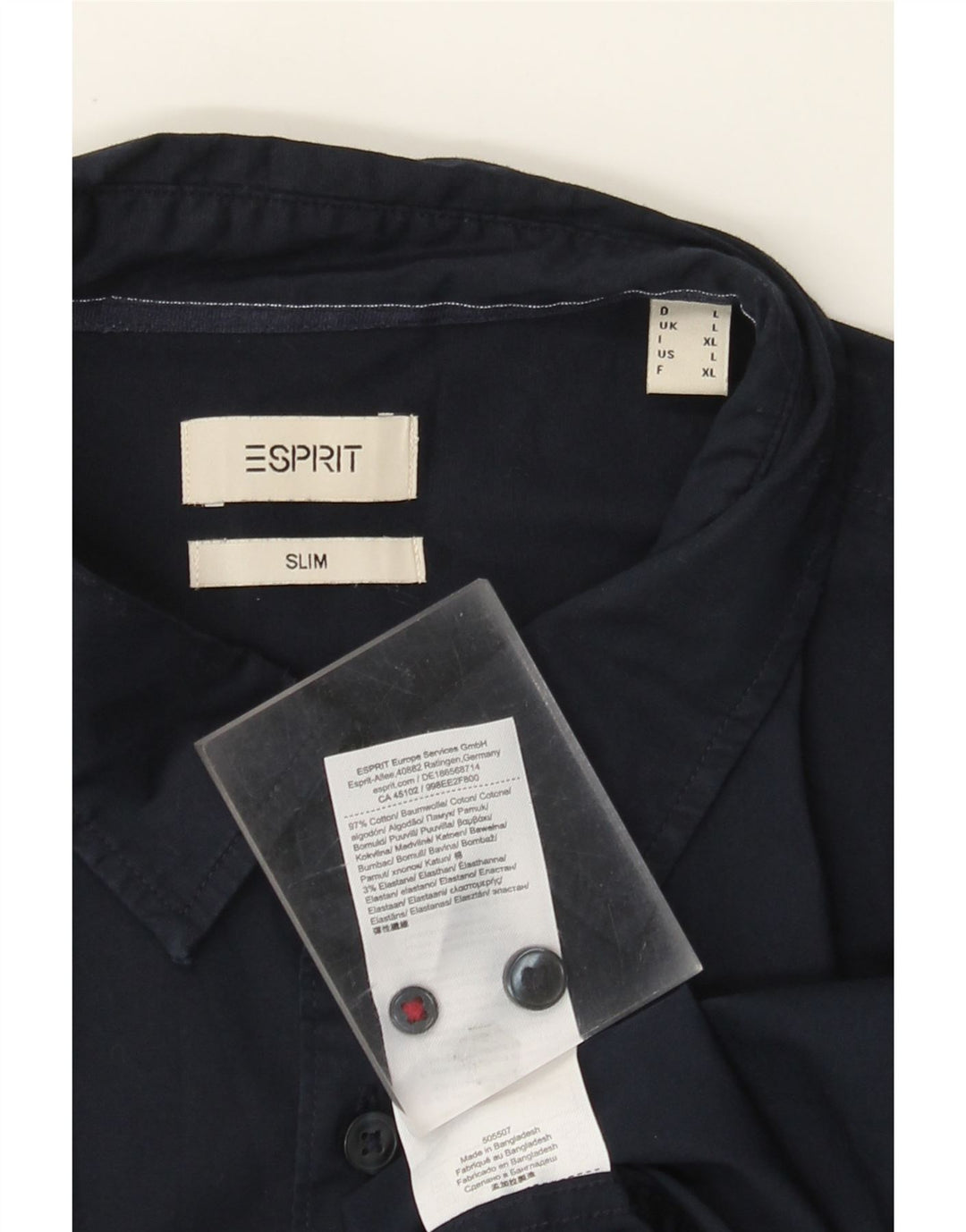 Koszula męska Esprit Slim Fit, duża, granatowa, bawełniana
