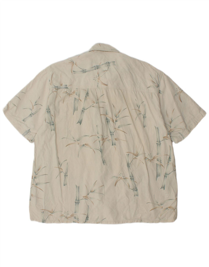 Męska koszula z krótkim rękawem ISLAND REPUBLIC, duża, złamana, biała, jedwabna w kwiaty