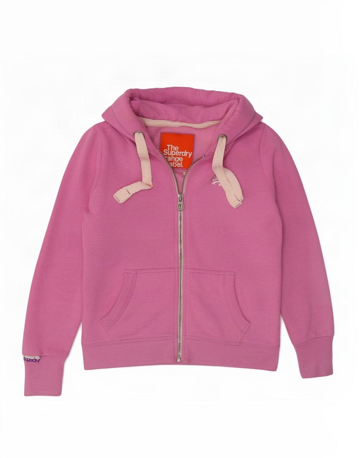 Damski sweter z kapturem i zamkiem Superdry, UK 14, średni różowy poliester