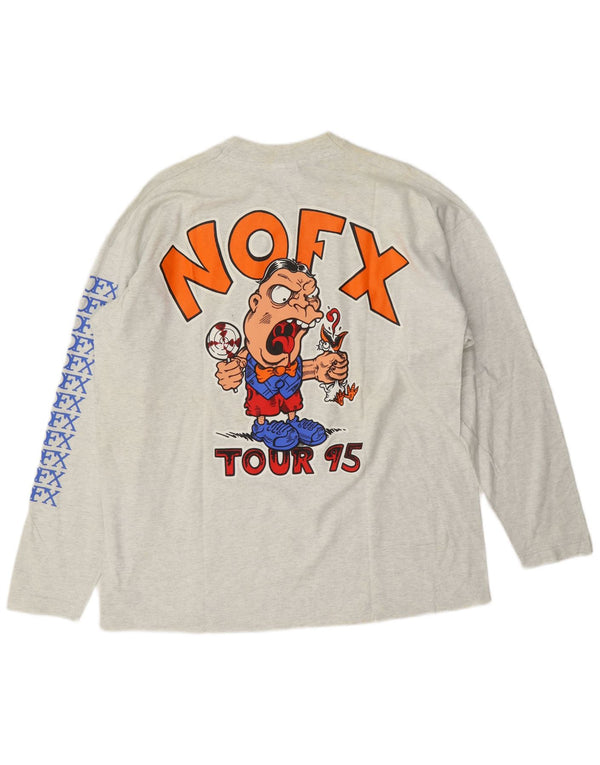 Screen Stars Best Męski NOFX Tour 1995 Graficzny top z długim rękawem XL Szary Muzyka