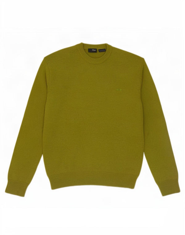 Męski sweter Fila z okrągłym dekoltem, średnia wełna khaki