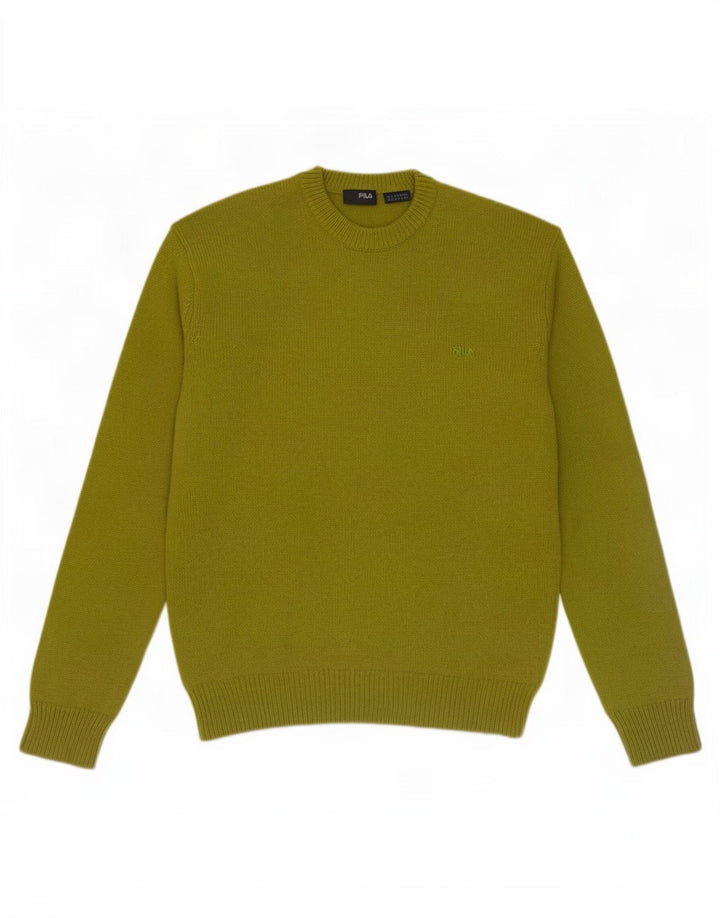 Męski sweter Fila z okrągłym dekoltem, średnia wełna khaki