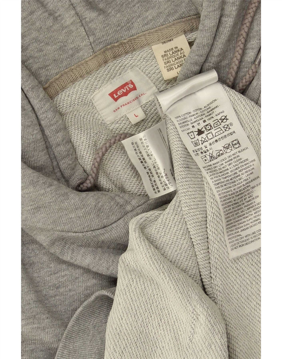 Męski sweter z kapturem z grafiką Levi's, duży, szary, bawełniany