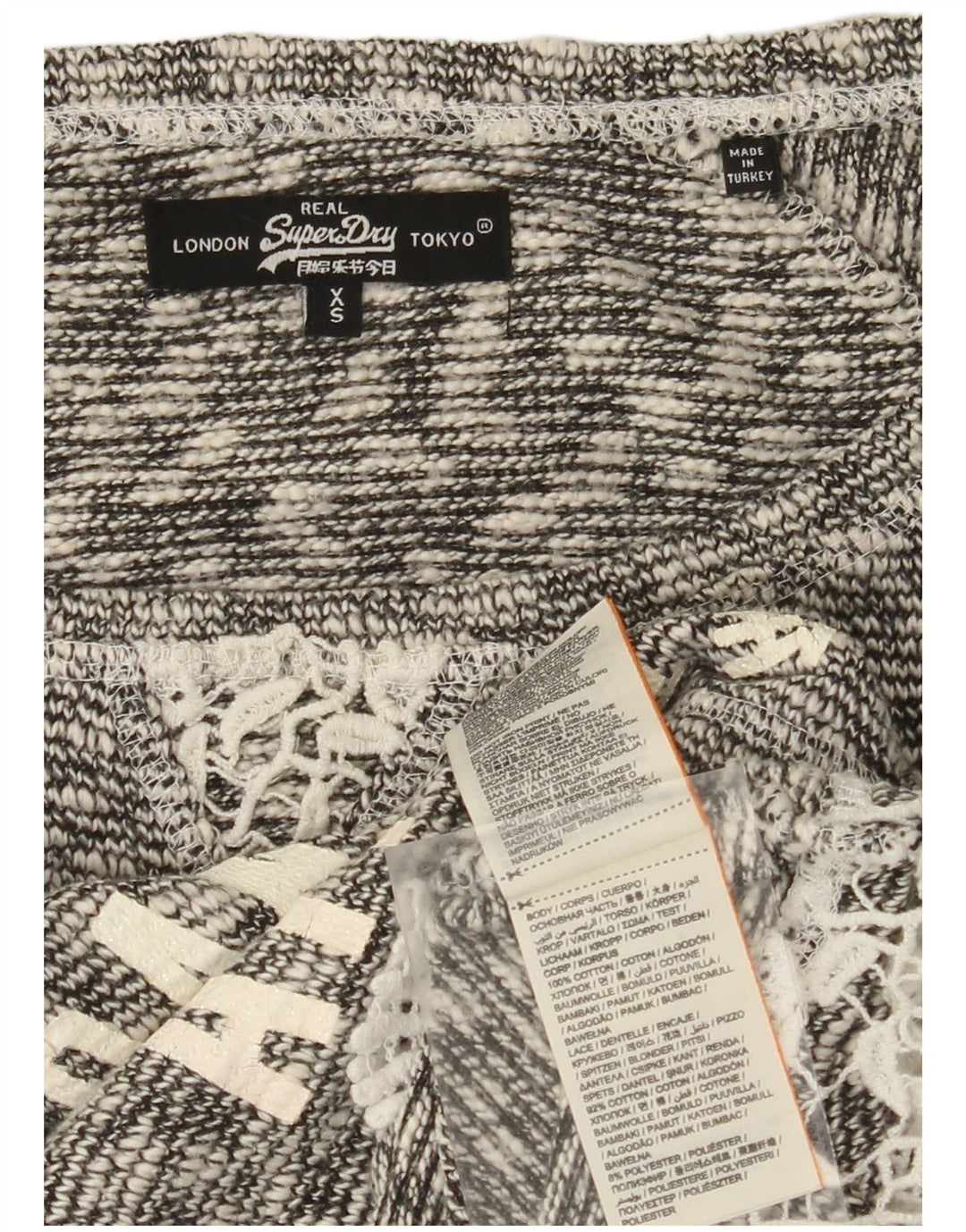 Damski sweter oversize Superdry z dekoltem w łódkę, UK 6 XS, szary, bawełniany