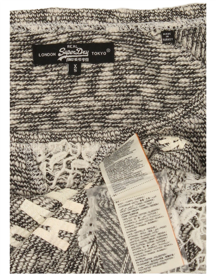 Damski sweter oversize Superdry z dekoltem w łódkę, UK 6 XS, szary, bawełniany