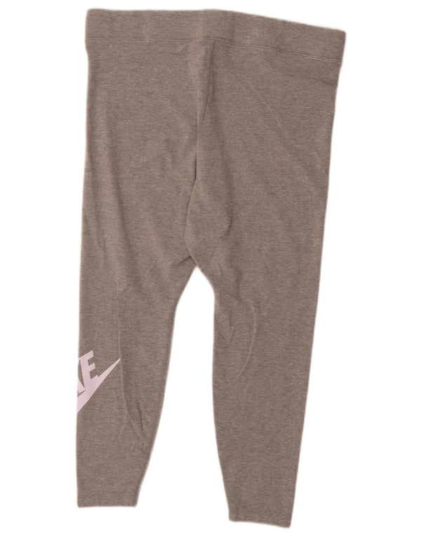 Damskie legginsy Nike Graphic Capri UK 18 XL, szara bawełniana nakrapiana