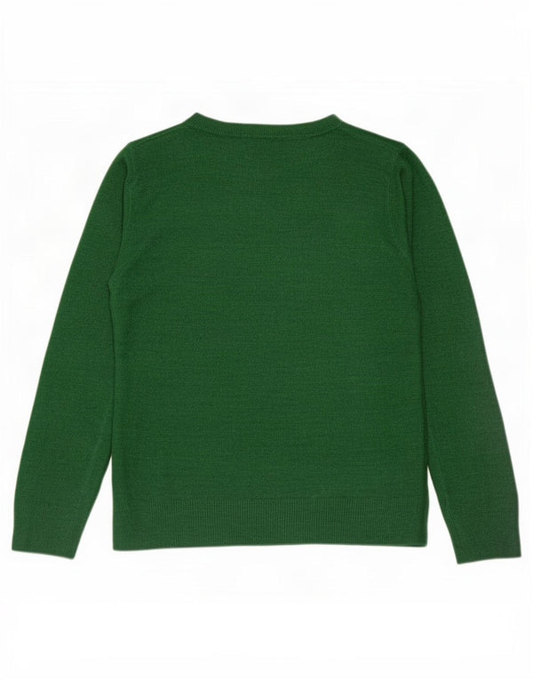 Marks & Spencer Damski sweter z dekoltem w łódkę, UK 8, mały, zielony akryl
