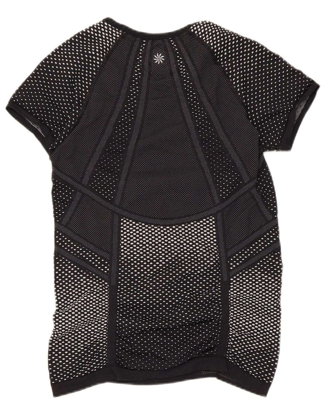 T-shirt damski ATHLETA Top UK 8, mały, czarny, cętkowany poliester