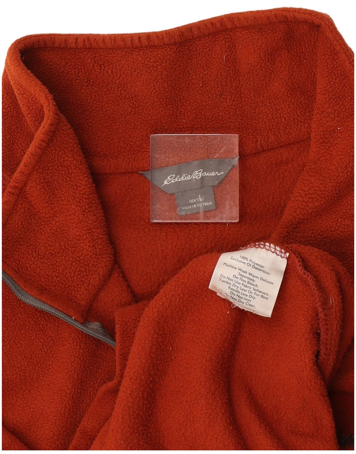EDDIE BAUER Męski sweter polarowy z zamkiem błyskawicznym, duży, pomarańczowy poliester