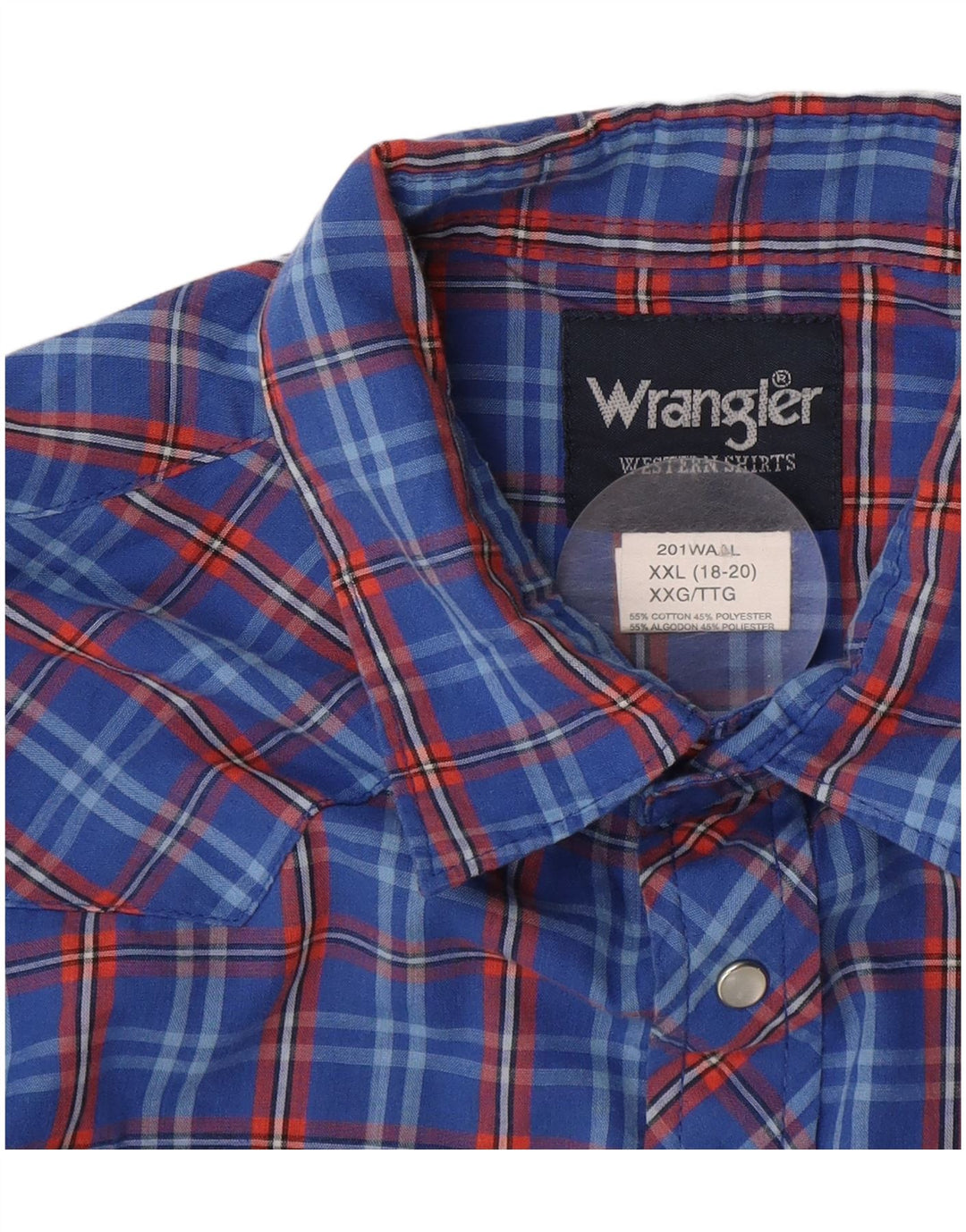 Koszula chłopięca WRANGLER 15-16 lat, 2XL, niebieska, bawełniana w kratę