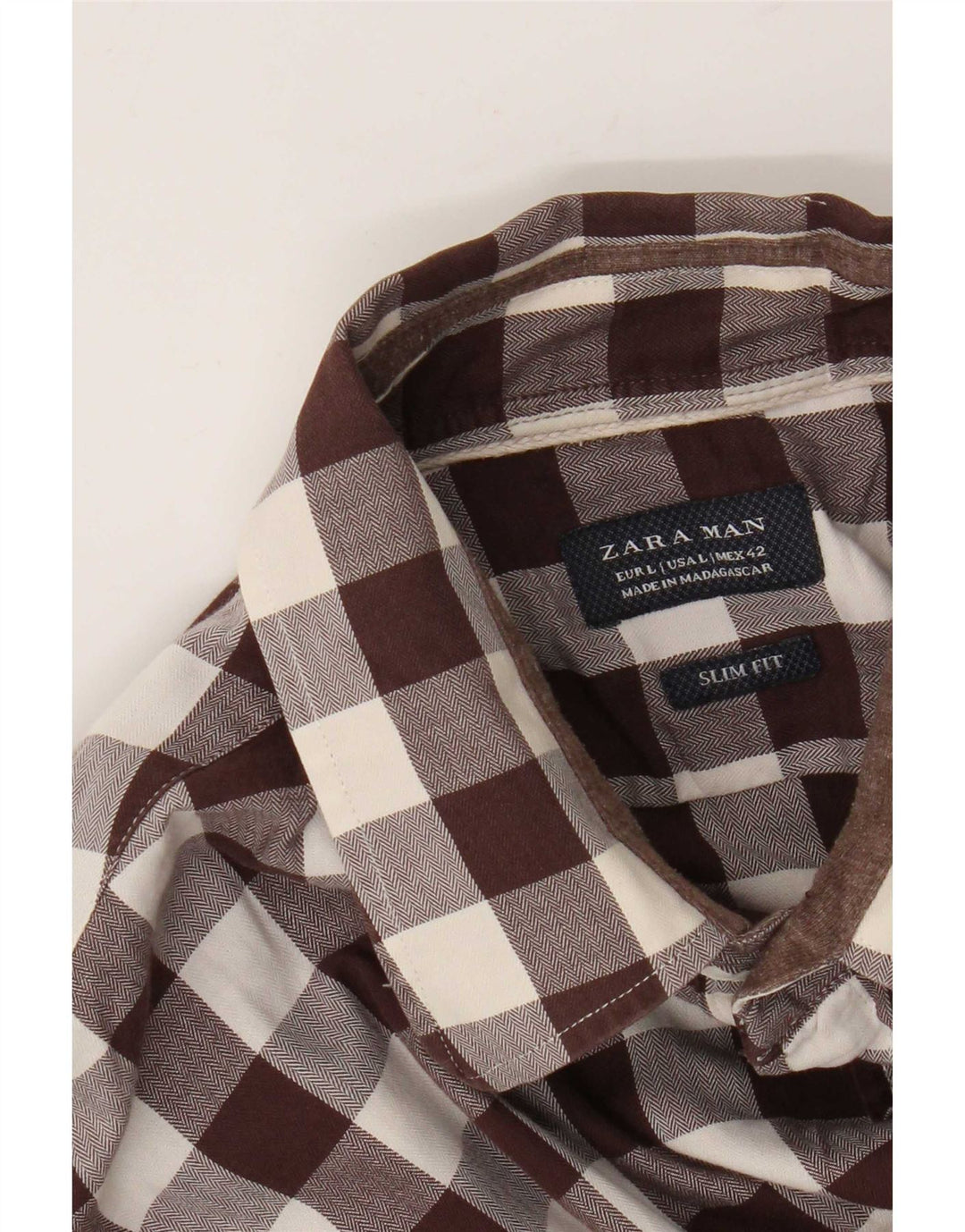 Koszula męska Zara Slim Fit, duża, brązowa kratka