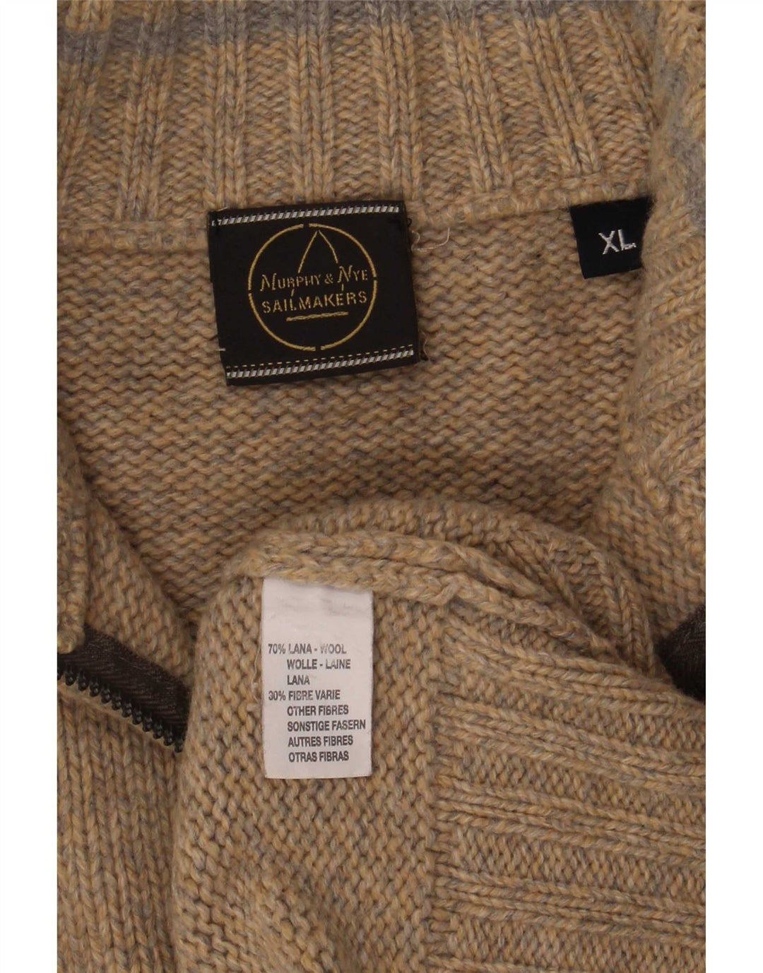 Męski sweter zapinany na zamek Murphy & Nye XL, wełniany w beżowe plamki