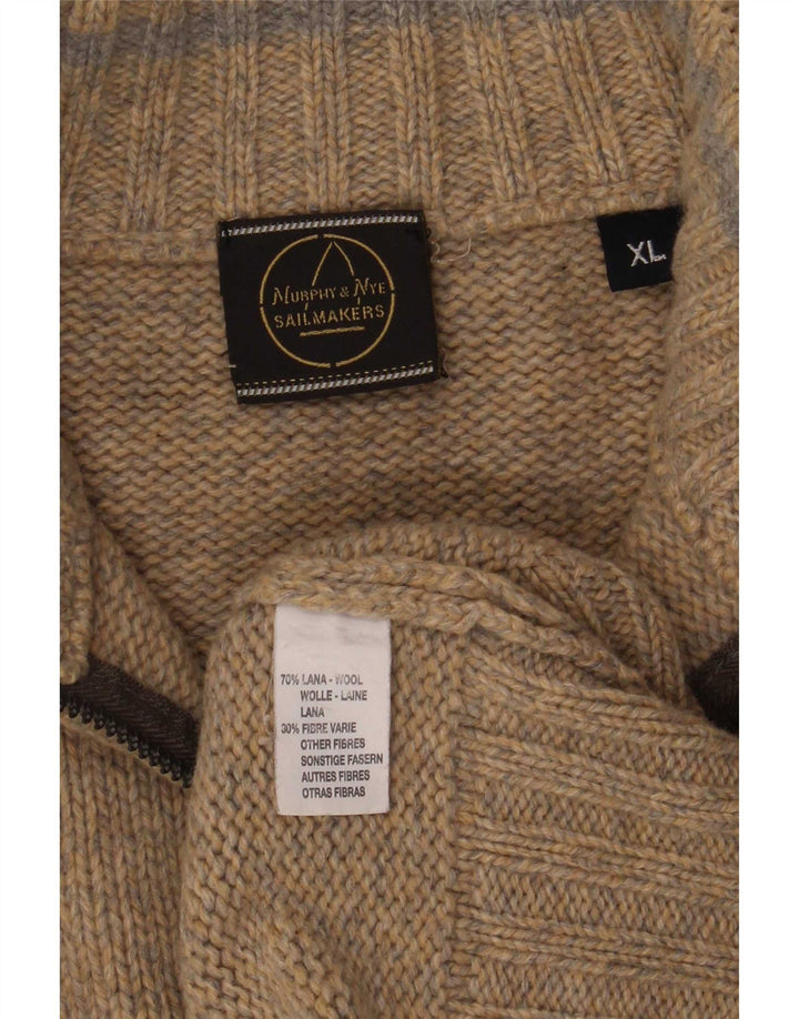 Męski sweter zapinany na zamek Murphy & Nye XL, wełniany w beżowe plamki