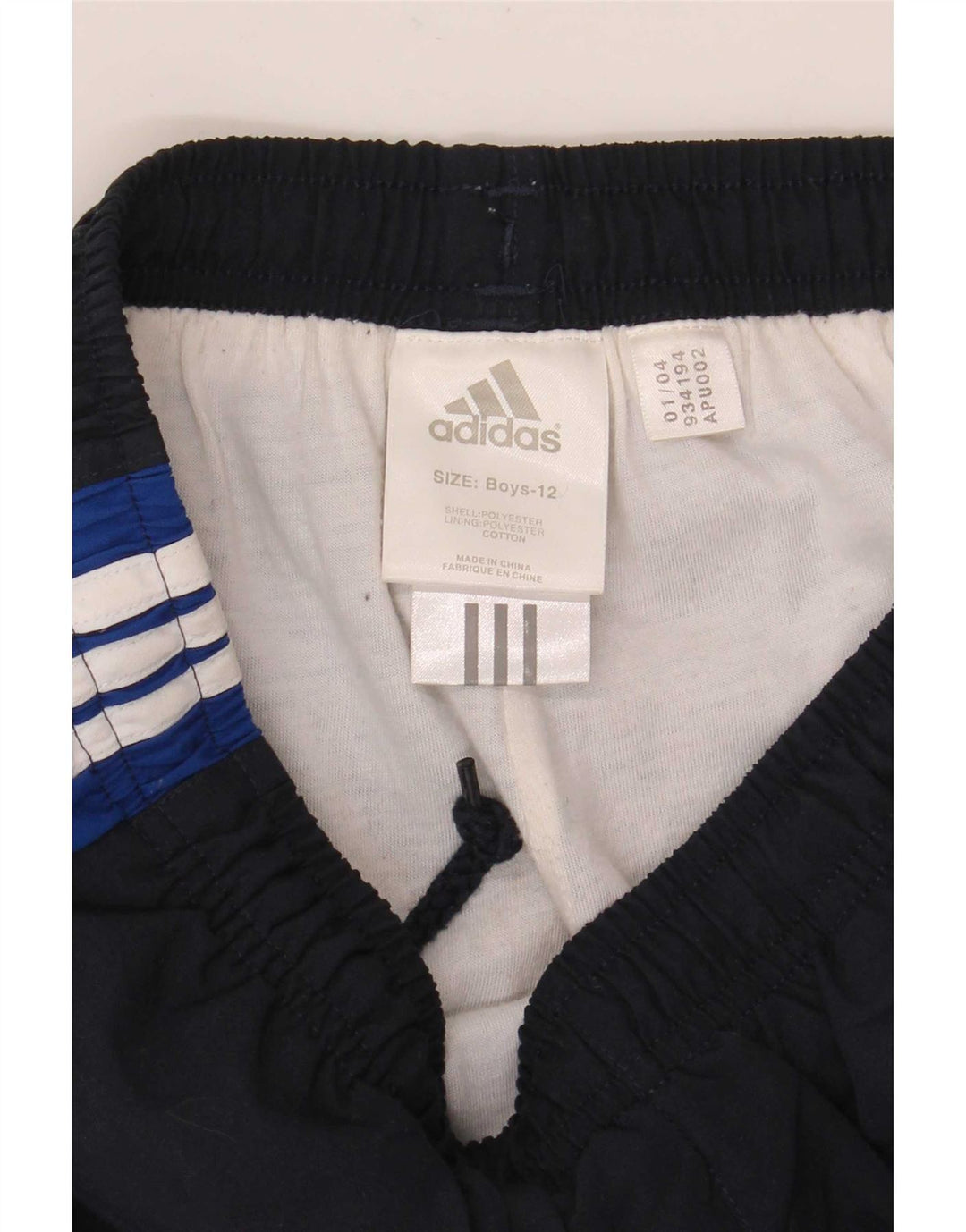 Chłopięce spodnie dresowe Adidas 11-12 lat, granatowy, poliester z blokami kolorów