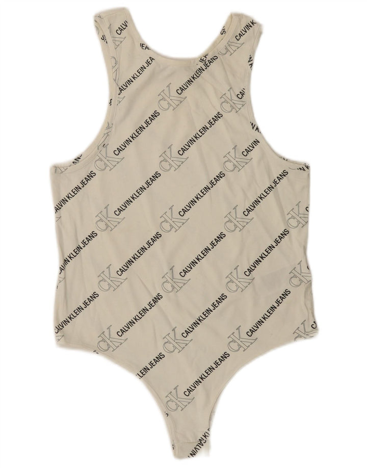 Damskie body bez rękawów CALVIN KLEIN JEANS UK 14, duże, białe