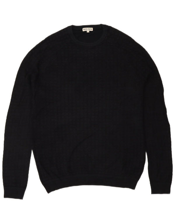 Męski sweter z wycięciem pod szyją Reiss, duży, czarny, bawełniany