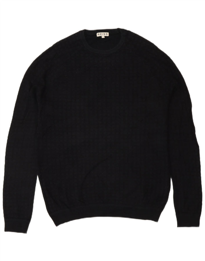 Męski sweter z wycięciem pod szyją Reiss, duży, czarny, bawełniany