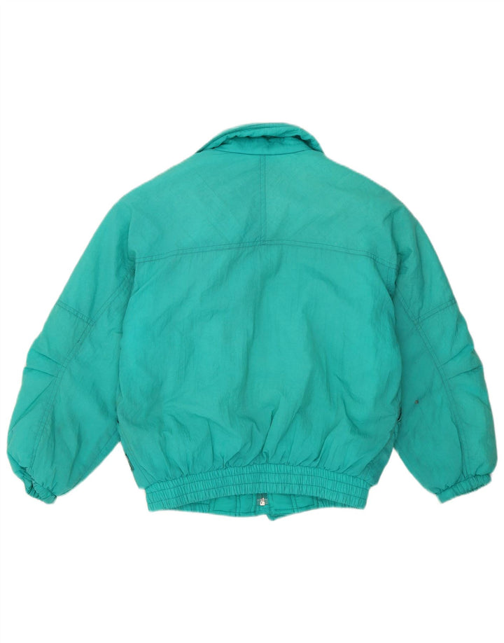 Dziewczęca, oversize'owa kurtka narciarska Belfe z grafiką 10-11 lat, zielona poliamid, lata 80