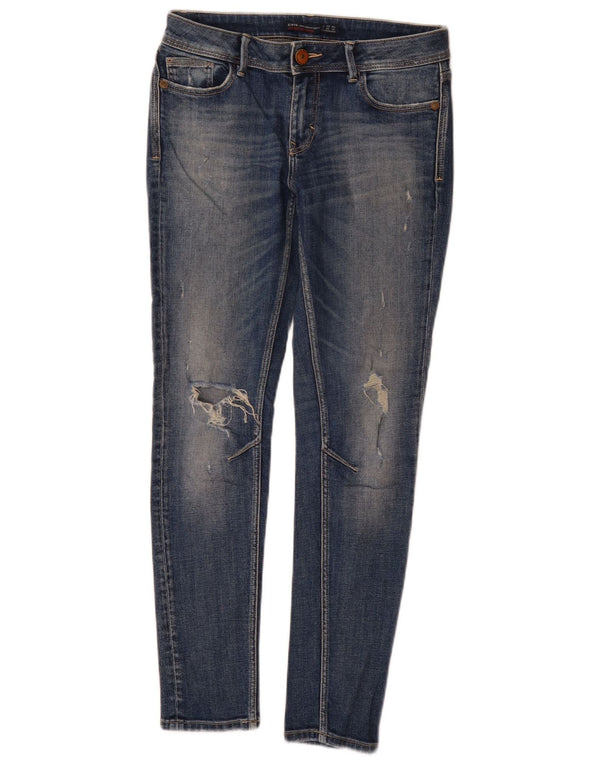 Damskie dżinsy rurki Zara w trudnej sytuacji EU 36 XS W26 L29 Niebieskie bawełniane