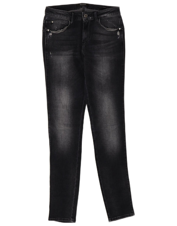 Damskie jeansy Guess Curve Distressed Skinny W28 L30 Czarne bawełniane