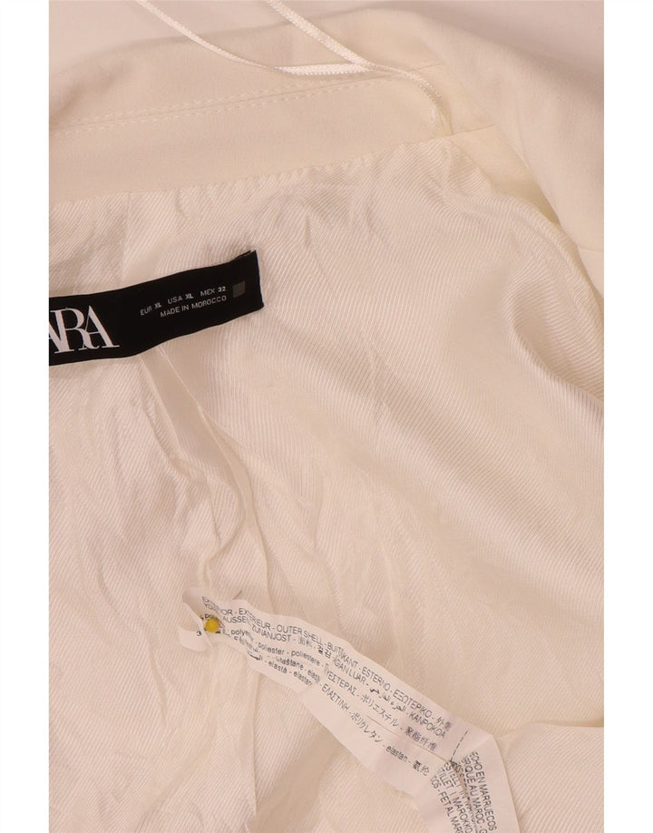 Damska marynarka Zara z rękawami 3/4 i otwartymi, UK 18 XL, biały poliester