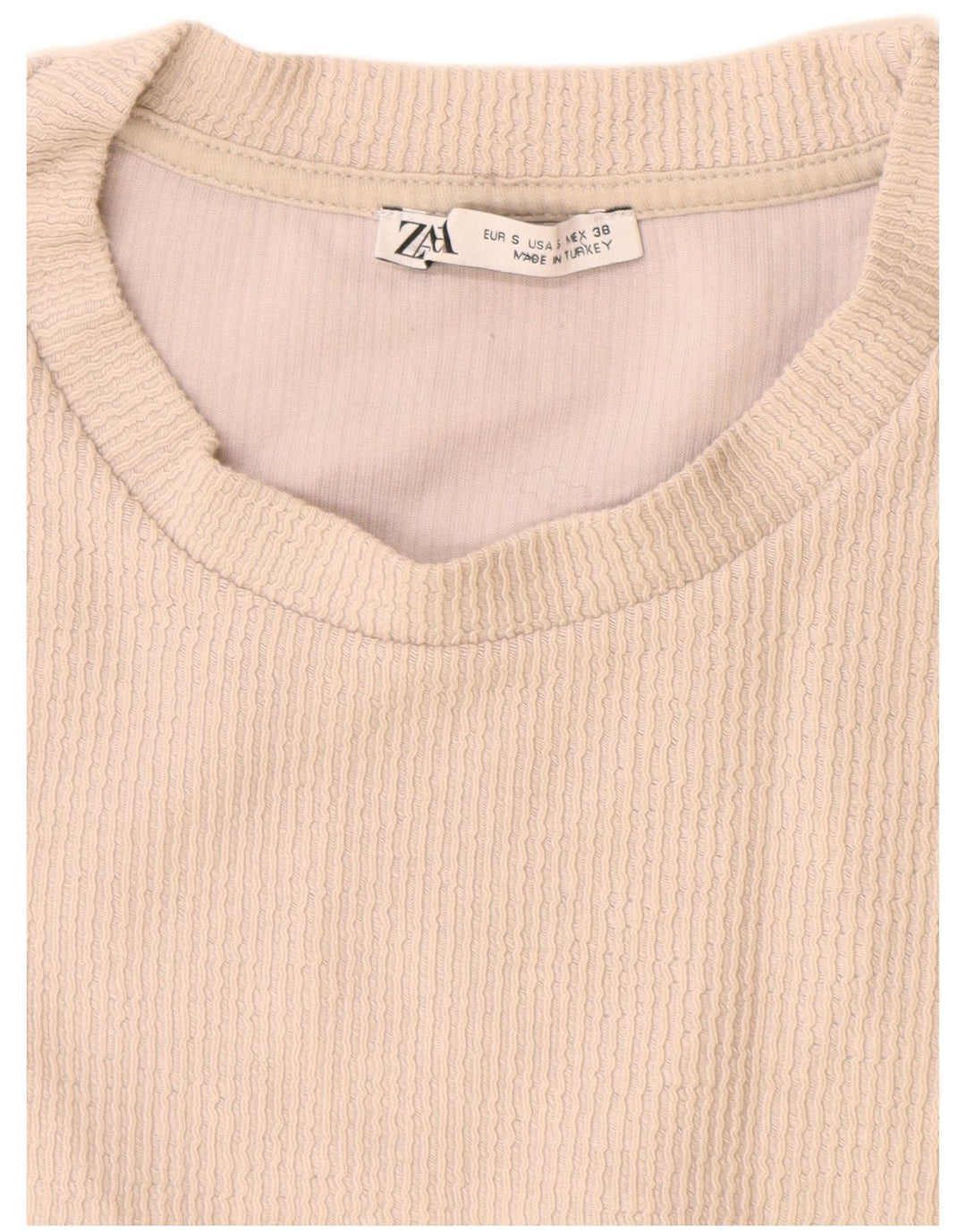 T-shirt męski Zara, mały, beżowy, bawełniany