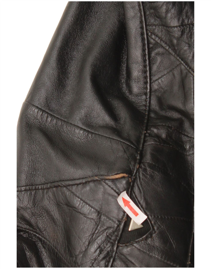 Vintage damska kurtka skórzana Bomber UK 12, średnia czarna skóra