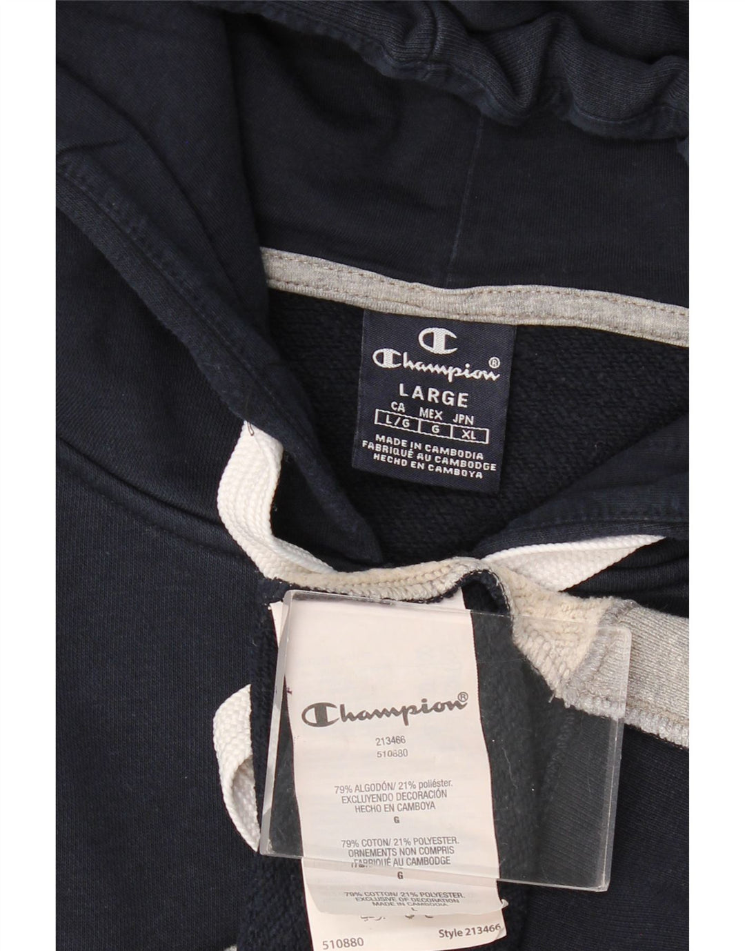 Męski sweter Champion z grafiką i zamkiem błyskawicznym, duży, granatowy, bawełniany z blokami kolorów