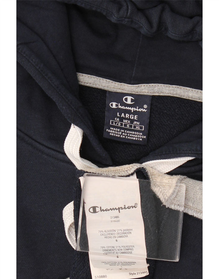 Męski sweter Champion z grafiką i zamkiem błyskawicznym, duży, granatowy, bawełniany z blokami kolorów
