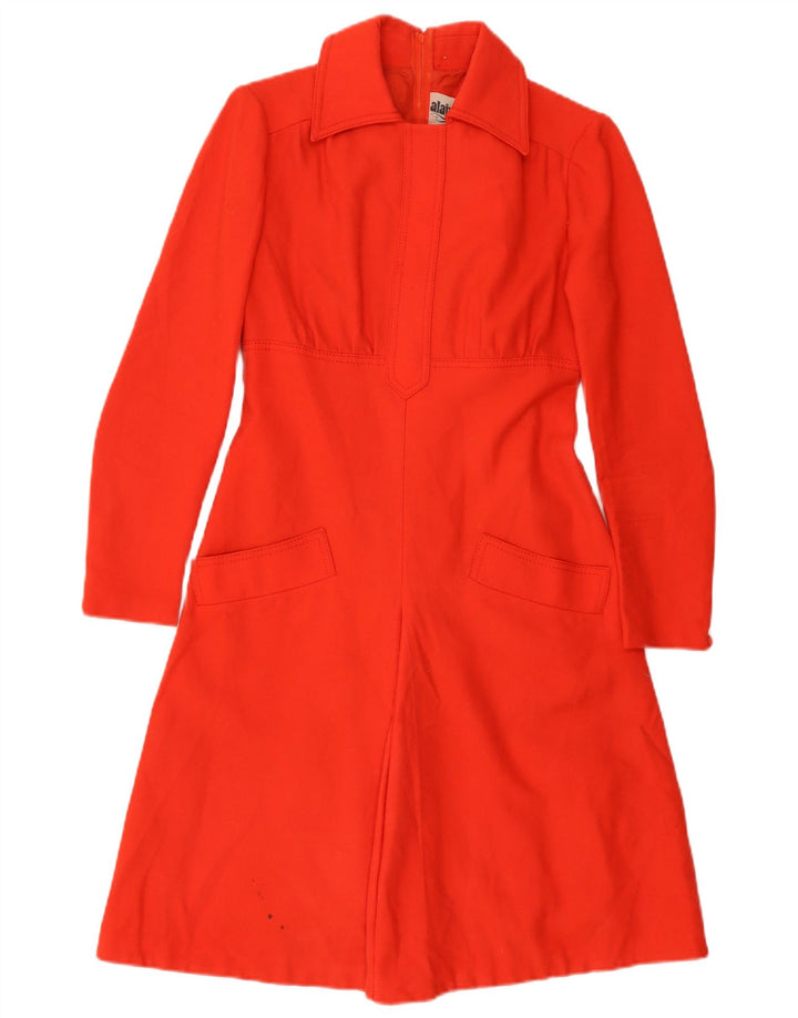 VINTAGE Damska sukienka o linii A z długim rękawem EU 38 Średnia czerwona nowa wełna