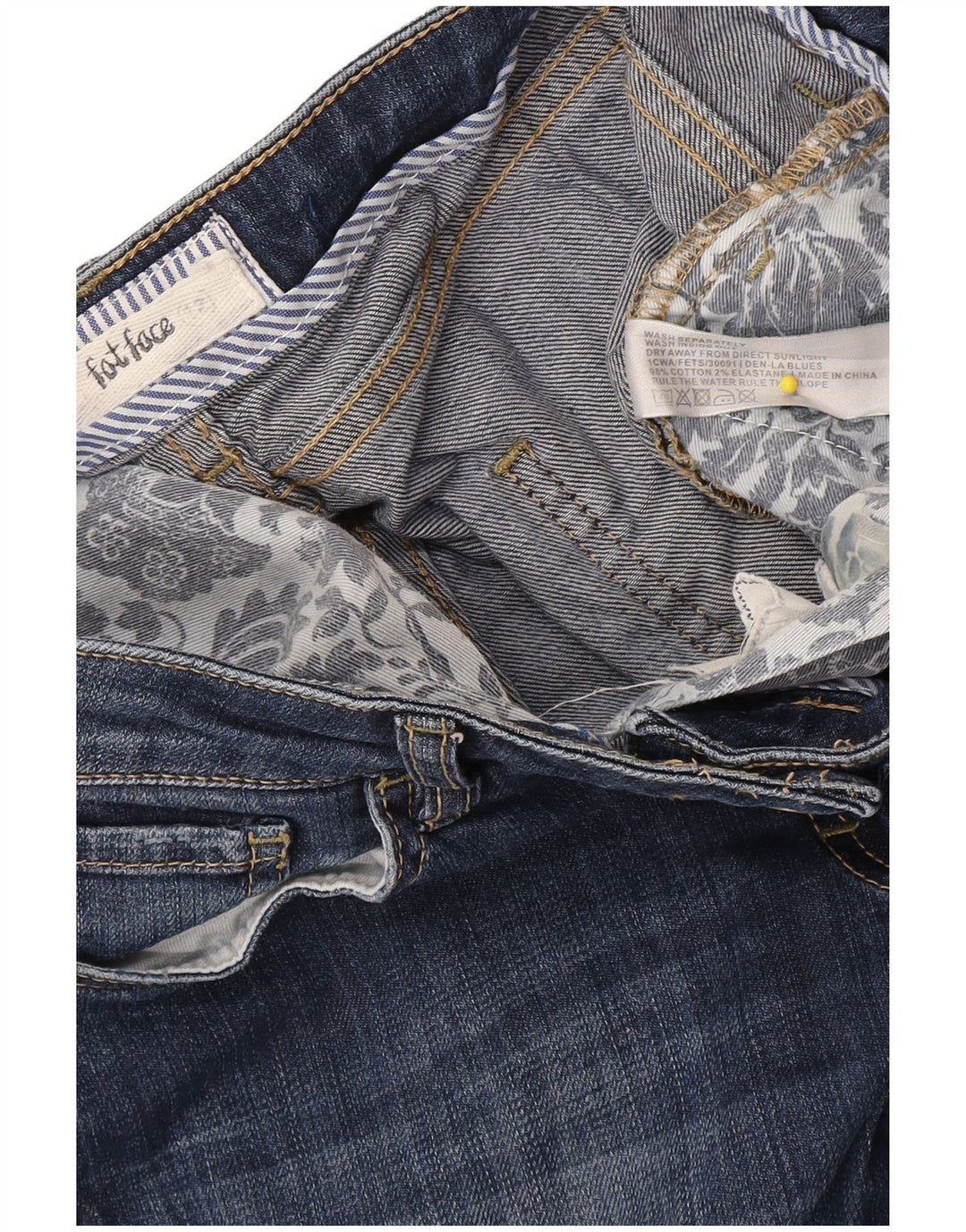 Damskie jeansy przycięte Fat Face UK 12 Medium W34 L23 Niebieskie bawełniane