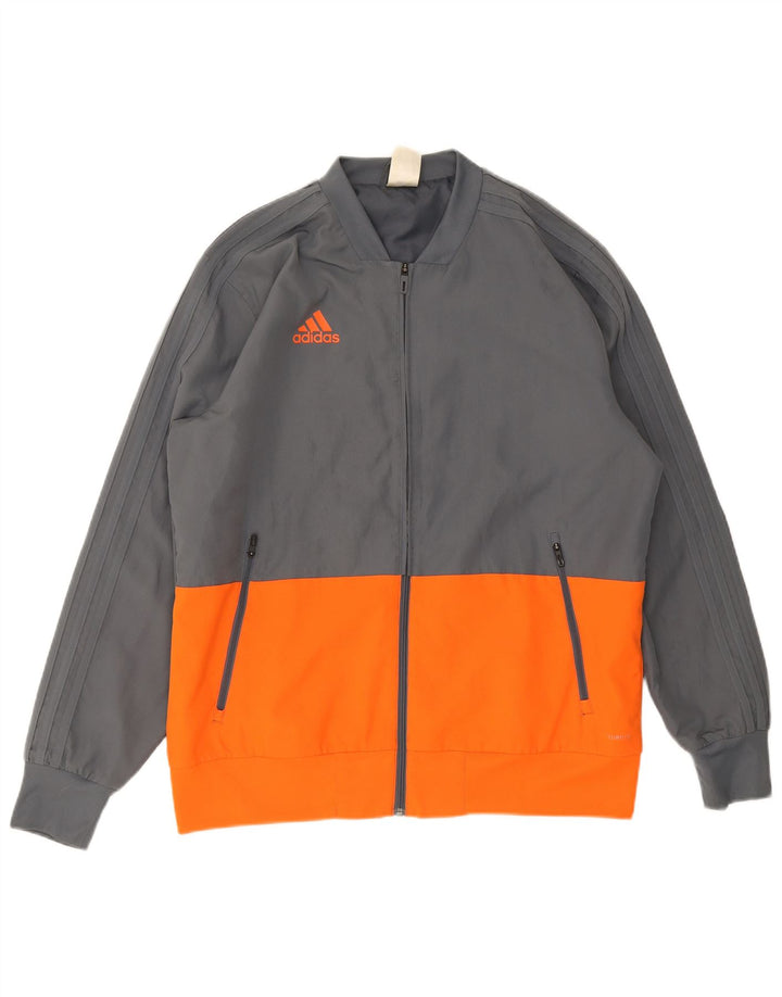 Męska kurtka bomber Adidas UK 40, duża, szara, z blokami kolorów, poliester