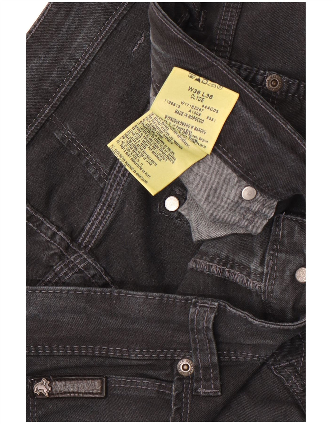 Męskie jeansy Wrangler Clyde Straight W36 L32 Czarne bawełniane