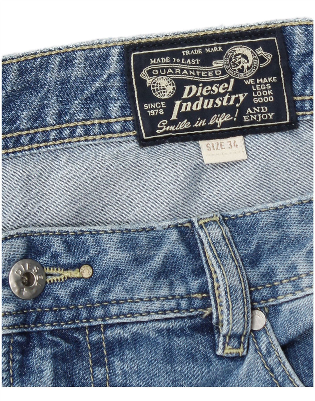Męskie spodenki jeansowe DIESEL w trudnej sytuacji W34, duże, niebieskie, bawełniane