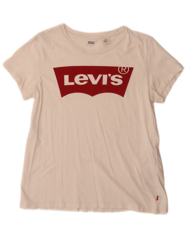 Damska koszulka z grafiką Levi's Top UK 10 Small, biała bawełna