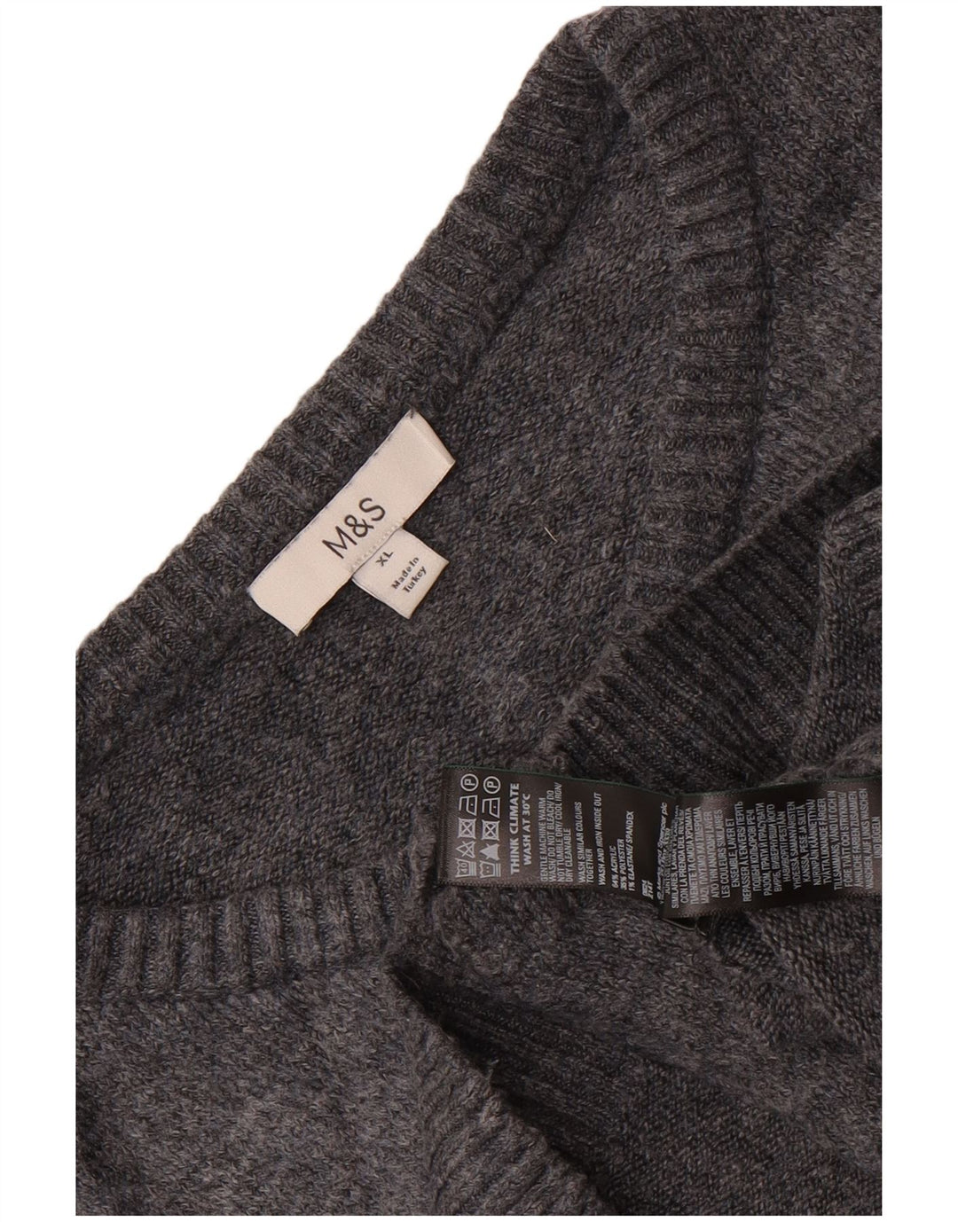 Marks & Spencer Damski sweter oversize typu Crop Cardigan UK 18 XL, szary