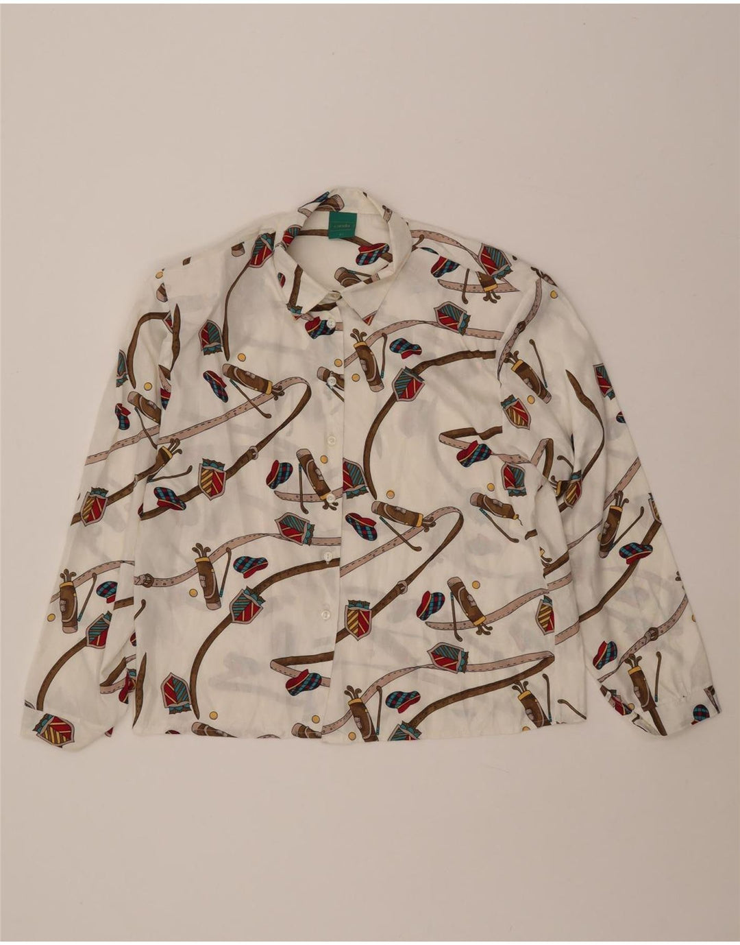 Damska bluzka koszulowa CANDA w abstrakcyjny wzór IT 46, duży, biały poliester