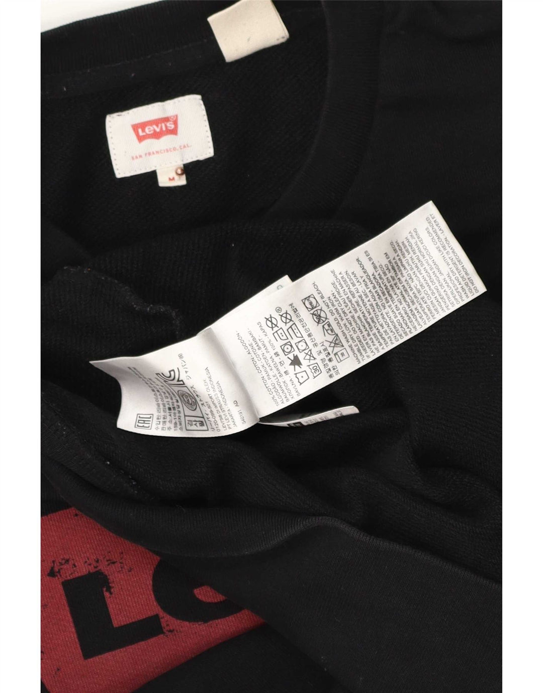 Męska bluza z grafiką Levi's, średnia czarna, bawełniana