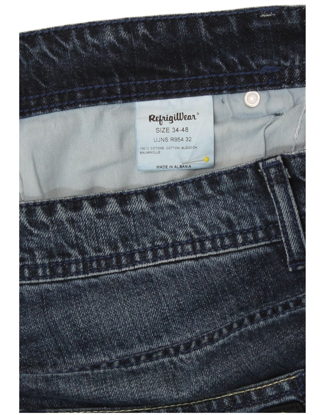 Refrigiwear Męskie jeansy slim W34 L30 Granatowa bawełna
