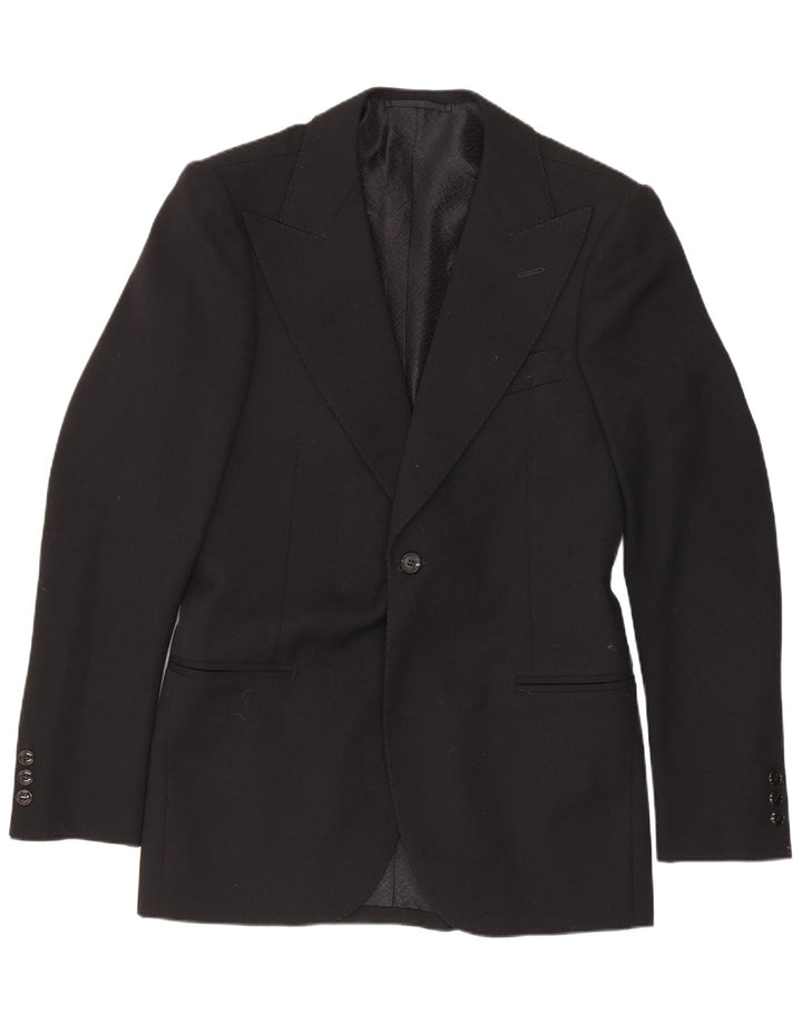 Vintage męska marynarka zapinana na 1 guzik UK 36 Small Black Classic