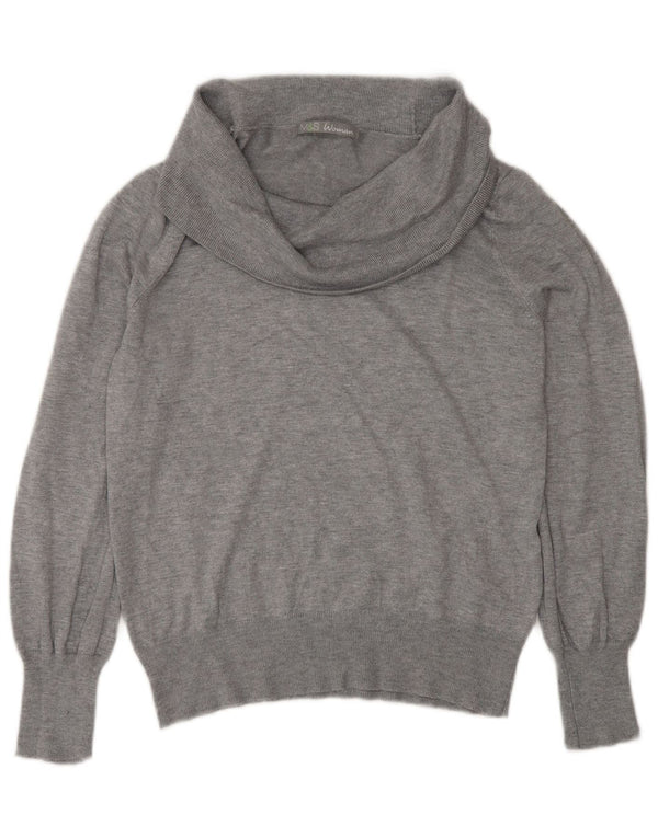 Marks & Spencer Damski sweter z golfem UK 12 Średni szary wiskoza